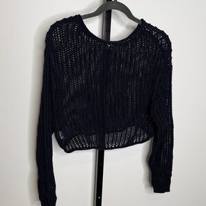 Garage Navy Knit Cropped Sweater
